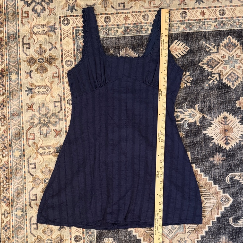 Princess Polly Dasha Mini Dress Navy Blue Lace Trim 100% Cotton Size 10 - Picture 14 of 14